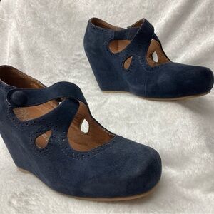 Jeffrey Campbell Navy Suede Wedges